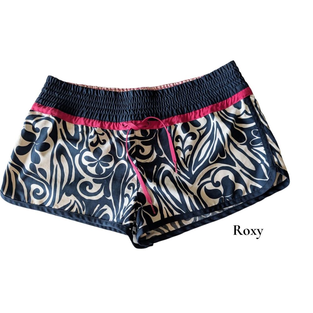 Roxy Board Shorts Size 13 Navy White Pink Floral Surf Swim Beach Short